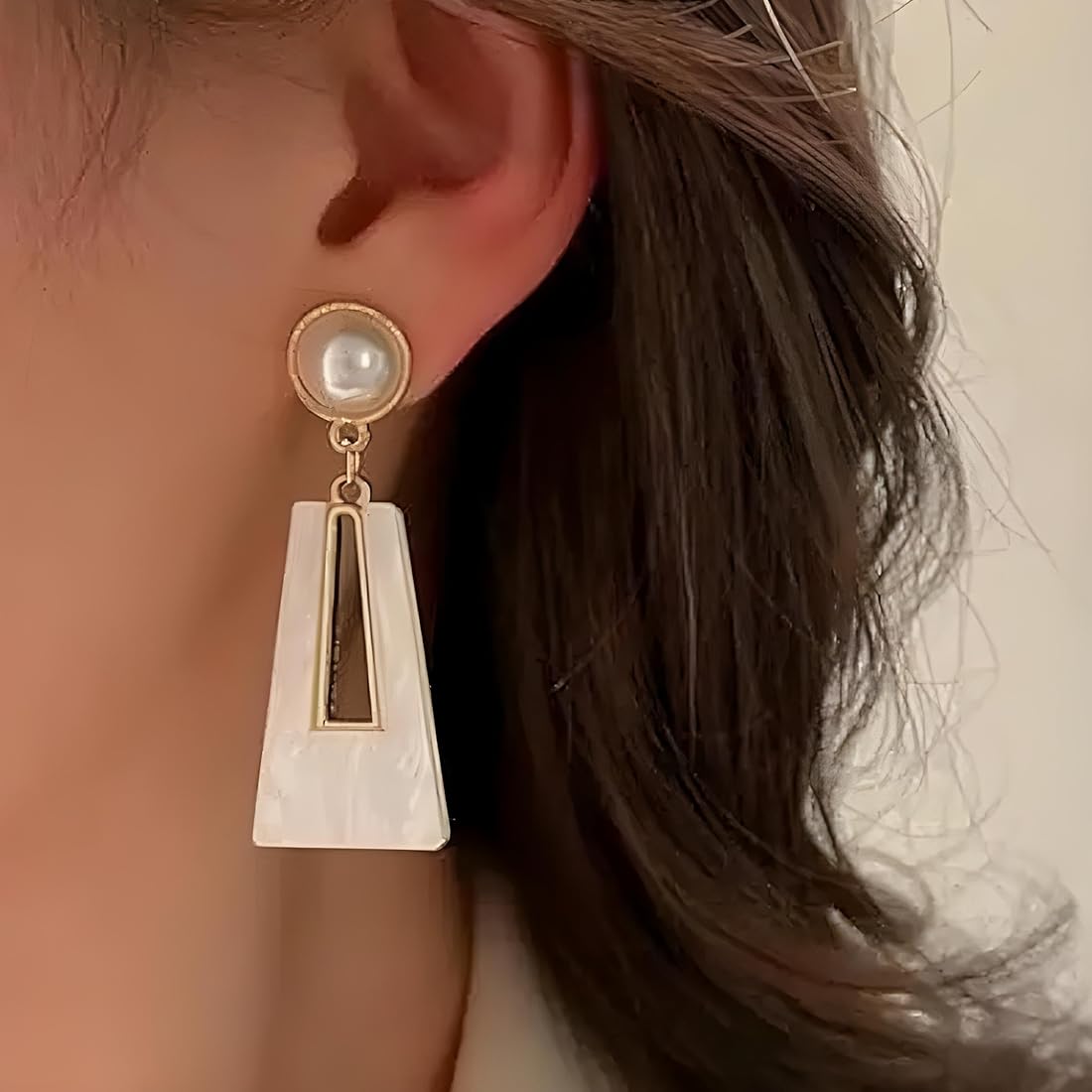 Brincos Retrô Marmorizado Triângulo